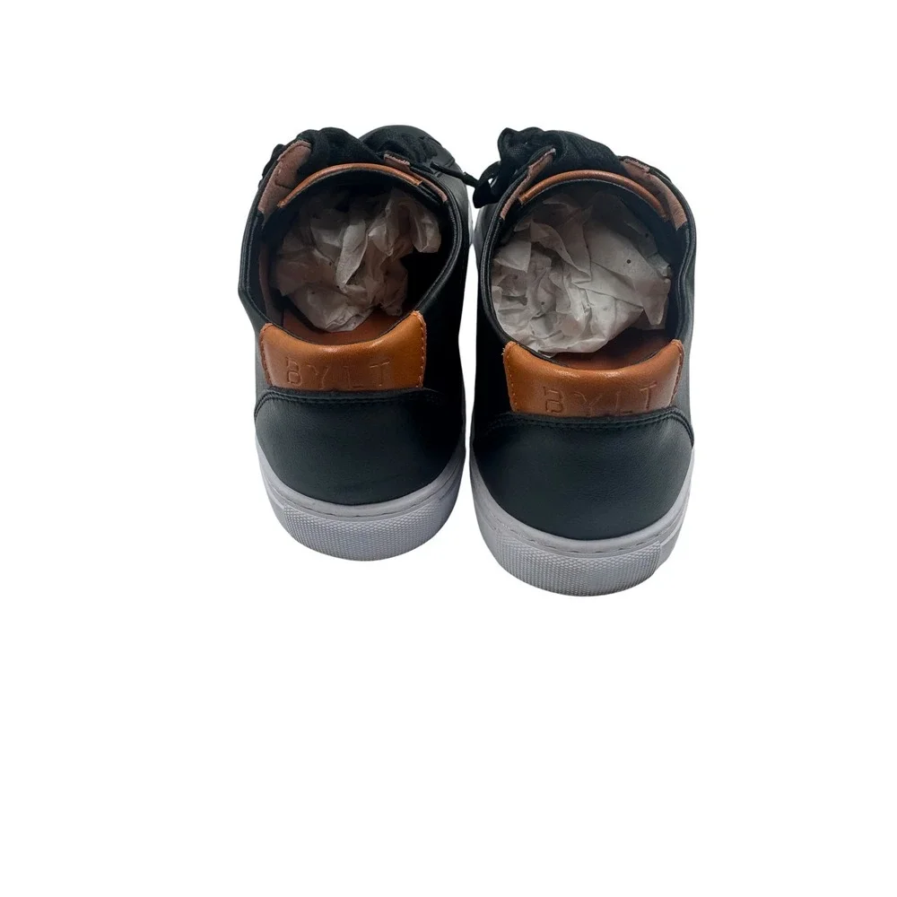 BYLT Everyday Shoes Mens 12 Black Tan Low Top Minimalist Sneakers Leather
